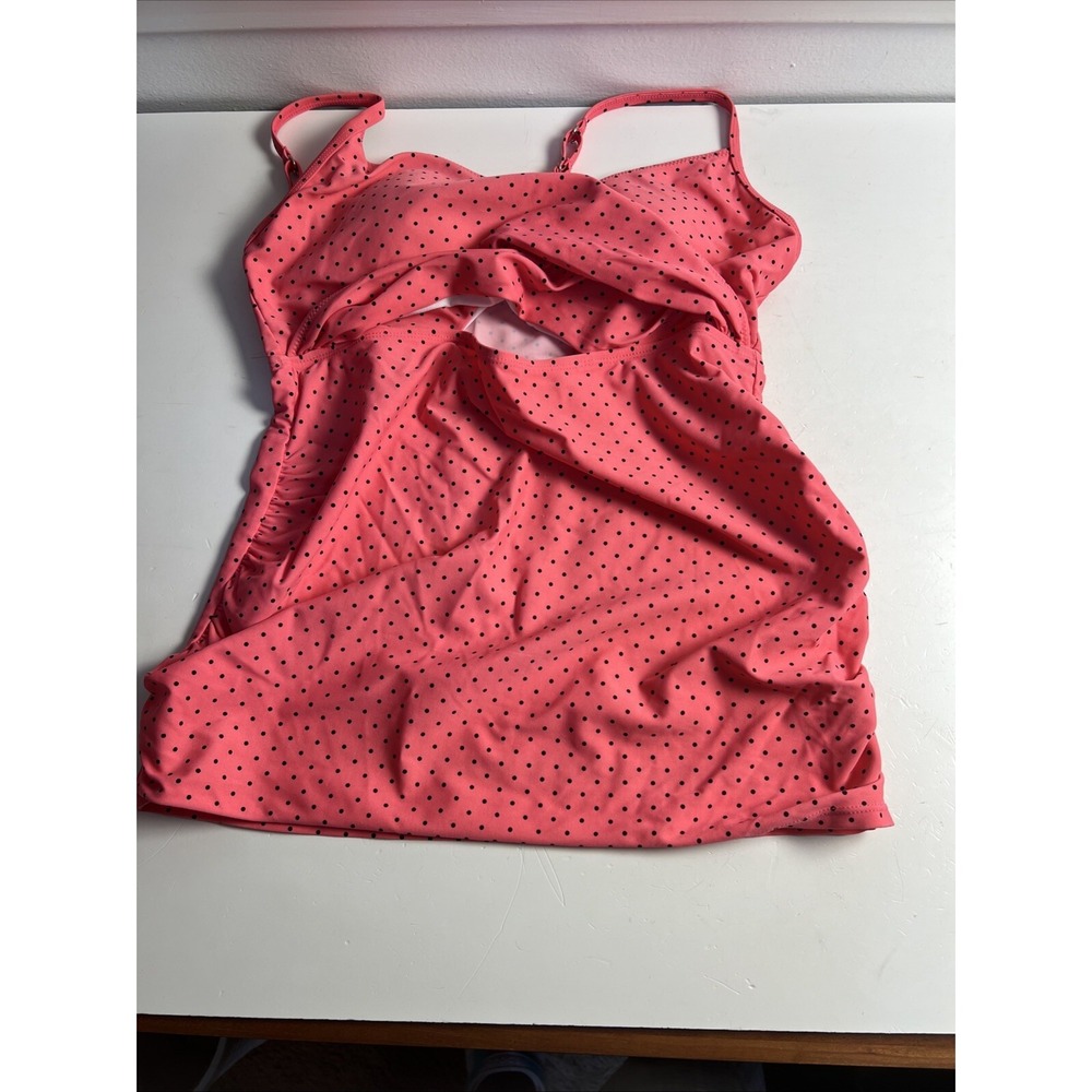 Maternity Beach Bump Motherhood Swimsuit Tankini Top Sz M Spaghetti Straps‎ Pink